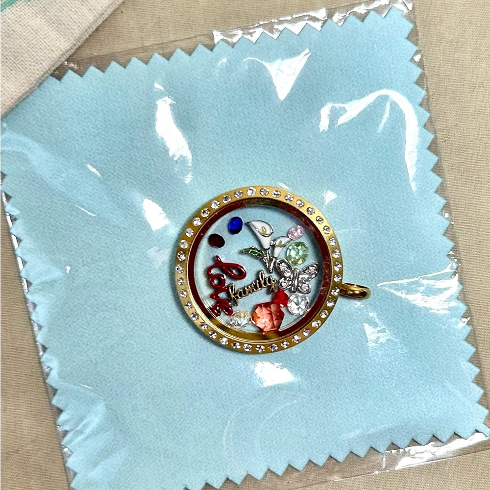 Origami Owl Large Gold Hinged Locket & Charms - Retired View 5